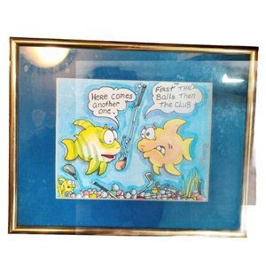 Steve Gill Art Print Framed And Matted Funny "Here Comes Another One" Golf 10x8"